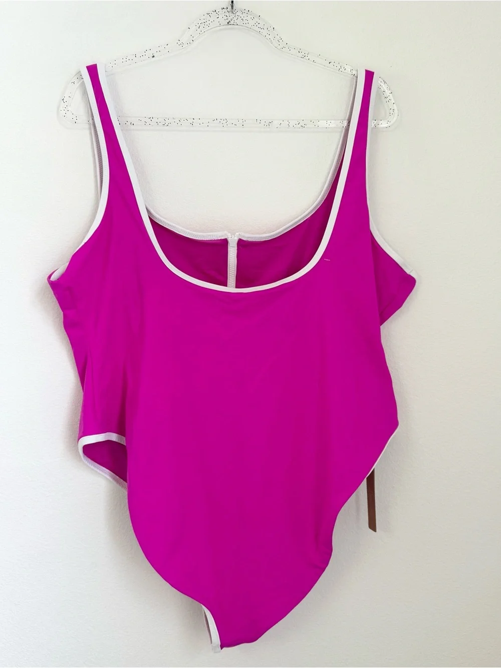 Skims Pink White Sporty Zipper Scoop One Piece Swimsuit Women’s Plus Size 4X